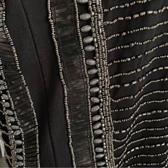 Mango Black and Silver Beaded Short Sleeve Shift-Style Shirt Dress Size S - Picture 6 of 10